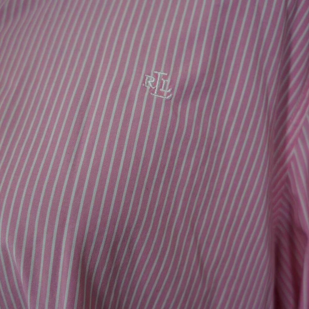 Pink and White Lauren Ralph Lauren Striped Button Up Shirt - Picture 3 of 7